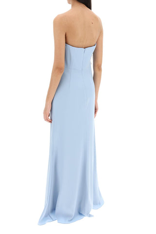 Strapless Satin Crepe Dress Without