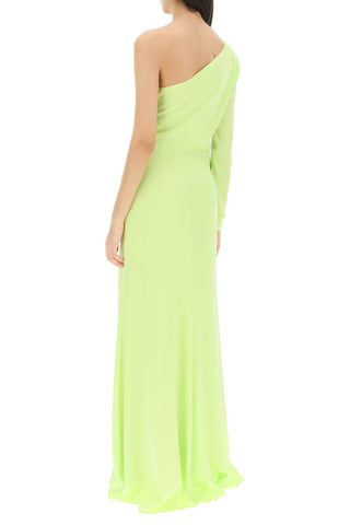 Asymmetric Stretch Silk Gown With Cut-out Detail