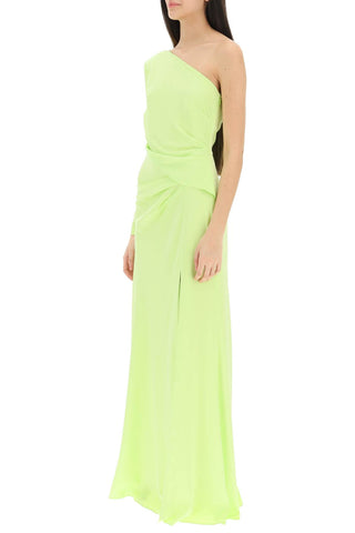 Asymmetric Stretch Silk Gown With Cut-out Detail