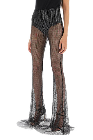 Rhinestone-studded Fishnet Knit Pants