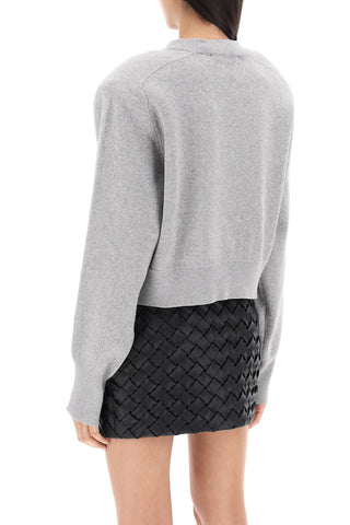 Cropped Sweater With Rhinestone-studded Logo