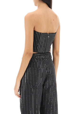 Cropped Top With Sequined Stripes