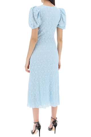 Midi Lace Dress With Puffed Sleeves