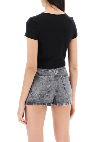 Cropped T-shirt With Embroidered Lurex Logo