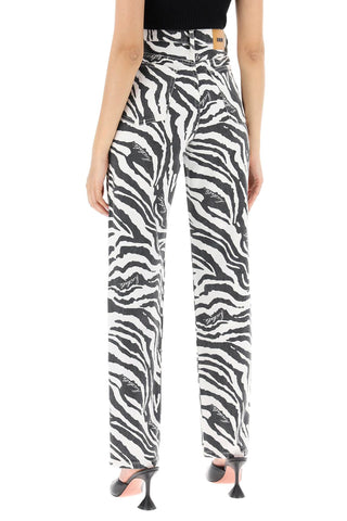 Straight Leg Zebra Print Jeans