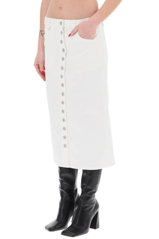 Denim Midi Skirt With Multif