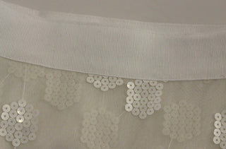Elegant Sequined Pencil Skirt - Pristine White
