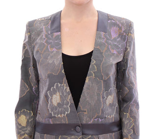 Chic Silk Floral One-button Blazer