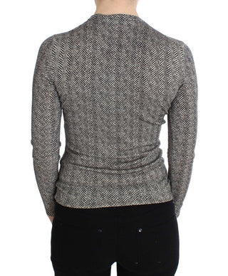 Elegant Black And White Wool Cardigan