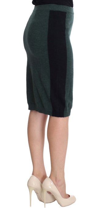 Emerald Elegance Wool-blend Pencil Skirt