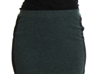 Emerald Elegance Wool-blend Pencil Skirt