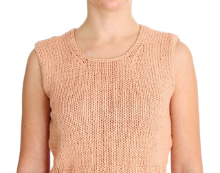 Elegant Pink Knitted Sleeveless Vest Sweater
