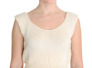 Beige Sleeveless Knit Vest Sweater