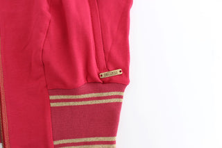 Elegant Pink Zip Cardigan With Logo Detailing