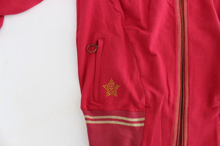 Elegant Pink Zip Cardigan With Logo Detailing