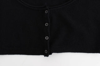 Chic Cropped Black Wool-cashmere Sweater