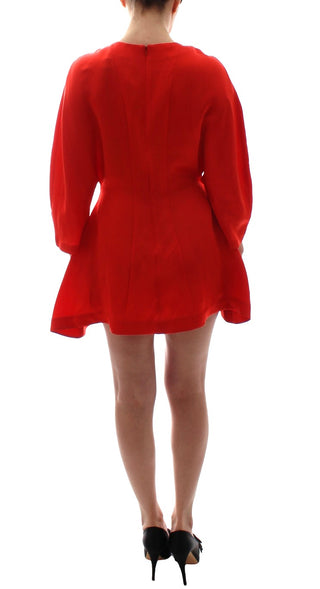 Radiant Red Linen Blend Artisan Dress