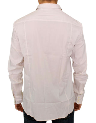 Elegant White Cotton Stretch Dress Shirt