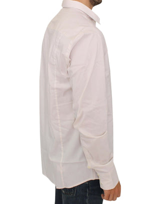 Elegant White Cotton Stretch Dress Shirt