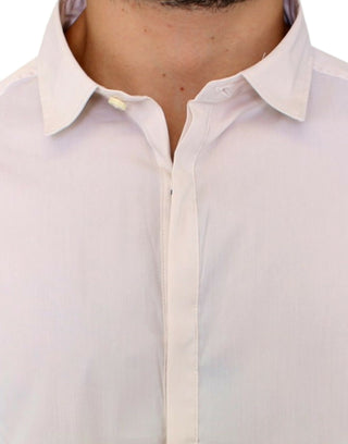 Elegant White Cotton Stretch Dress Shirt