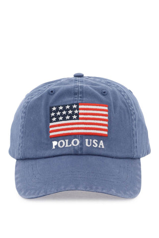 Baseball Cap In Twill With Embroidered Flag