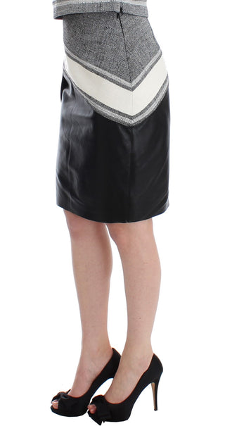 Elegant Leather Liza Skirt In Black And Gray