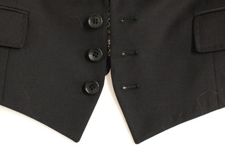 Elegant Silk-blend Black Blazer With Scarf Back Detail