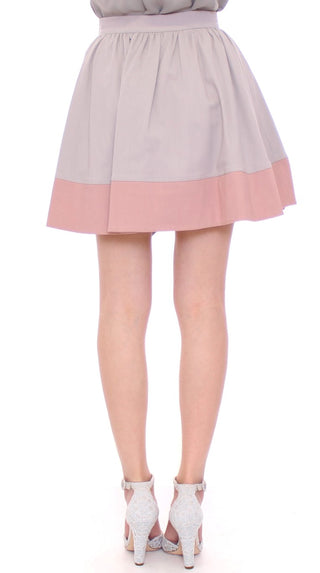 Sleek Pleated Mini Skirt In Pink And Gray