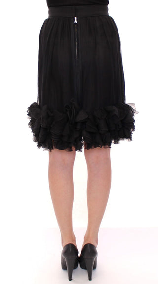 Elegant Silk Black Skirt For Evenings