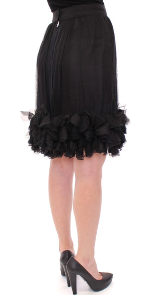 Elegant Silk Black Skirt For Evenings