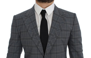 Elegant Blue Checkered Slim Fit Blazer