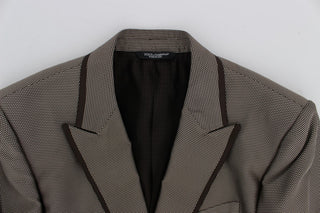 Elegant Brown Silk Two-button Slim Blazer