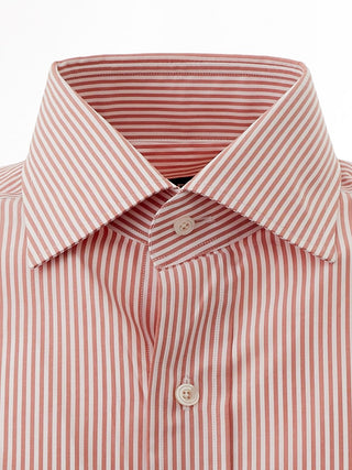 Elegant Pink Striped Cotton Shirt For Men
