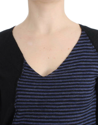 Chic Striped V-neck Wool Blend Sweater