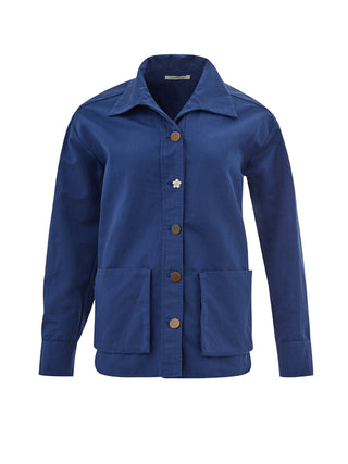 Elegant Blue Linen Jacket Shirt