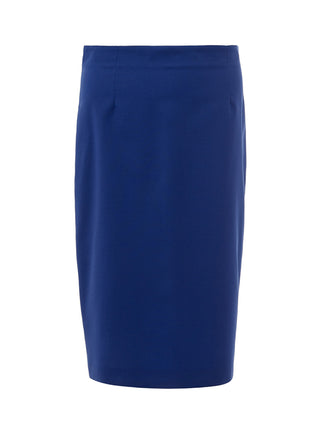 Elegant Blue Wool Pencil Skirt