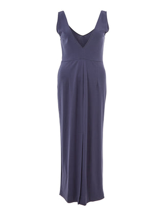 Elegant Blue Viscose Long Dress With Straps