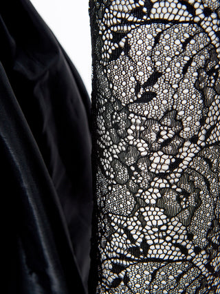 Elegant Black Lace Detail Long Dress