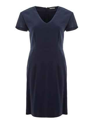 Elegant Blue V-neck Midi Dress