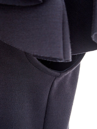 Elegant Blue Pencil Skirt With Ruffle Detail