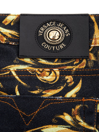 Baroque Printed Allover Denim Five Pockets Jeans