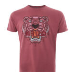 Elegant Red Cotton T-shirt With Tiger Motif