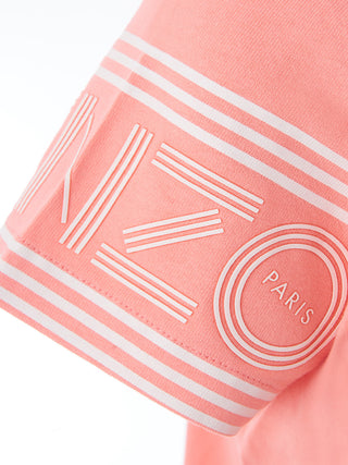 Elegant Pink Logo Sleeve Tee For Stylish Males