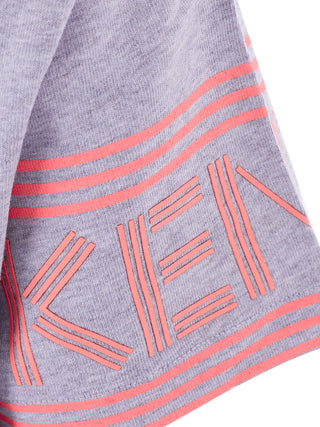 Chic Grey Cotton Tee With Neon Pink Accents