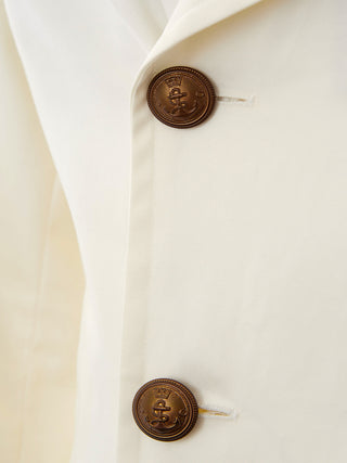 Elegant White Double Breasted Cotton Jacket