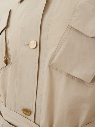 Elegant Beige Cotton Saharan Jacket