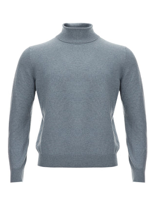 Elegant Grey Cashmere Turtleneck Jumper