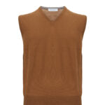 Brown Wool V-Neck Vest