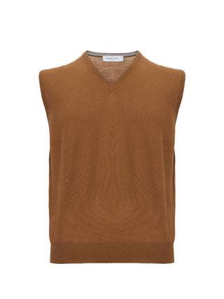 Brown Wool V-Neck Vest