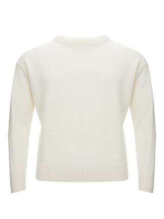 Elegant White Geelong Wool Sweater